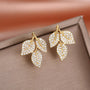 Rhinestone Leaf-shapepd Stud Earrings Women's Trendy Exquisite