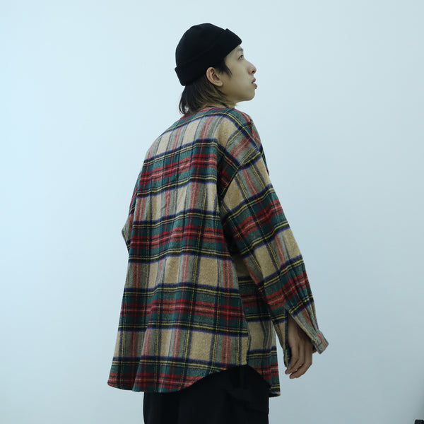 Color plaid shirt men and women retro thick woolen cloth