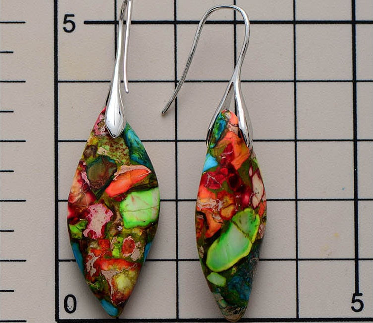 Cross-border New Arrival Bohemian Emperor Stone Leaf Pendant Earrings