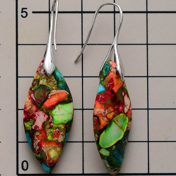Cross-border New Arrival Bohemian Emperor Stone Leaf Pendant Earrings