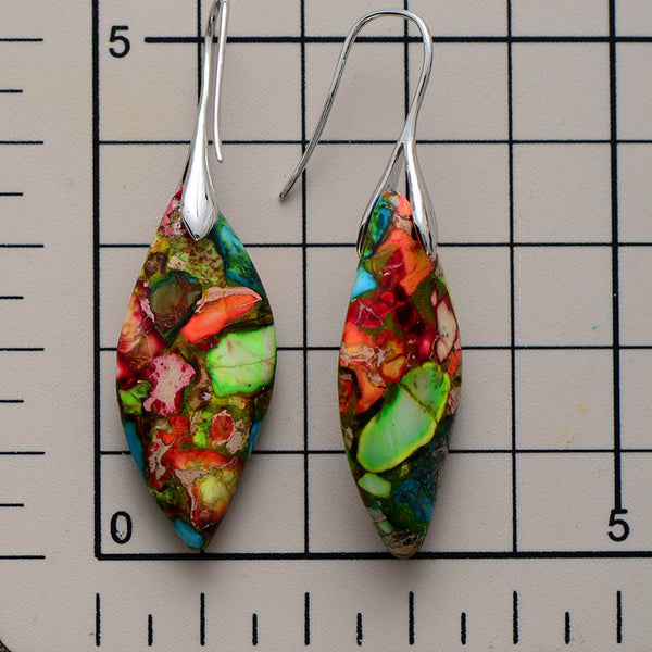 Cross-border New Arrival Bohemian Emperor Stone Leaf Pendant Earrings