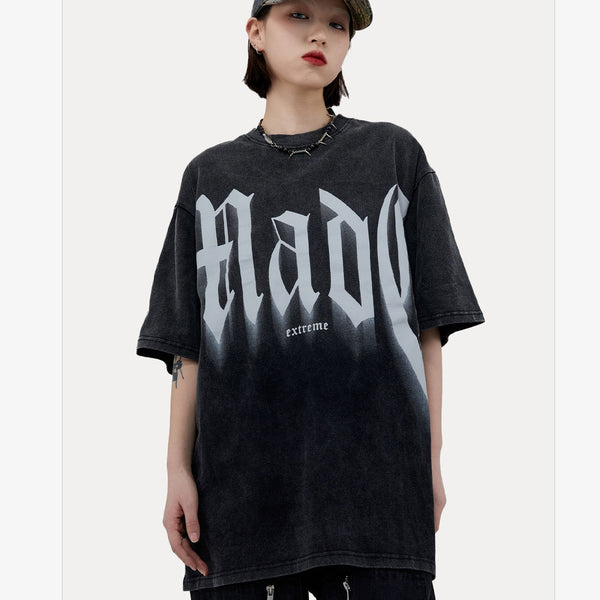Street Basics Large Letter Print Loose Short Sleeve T-Shirt