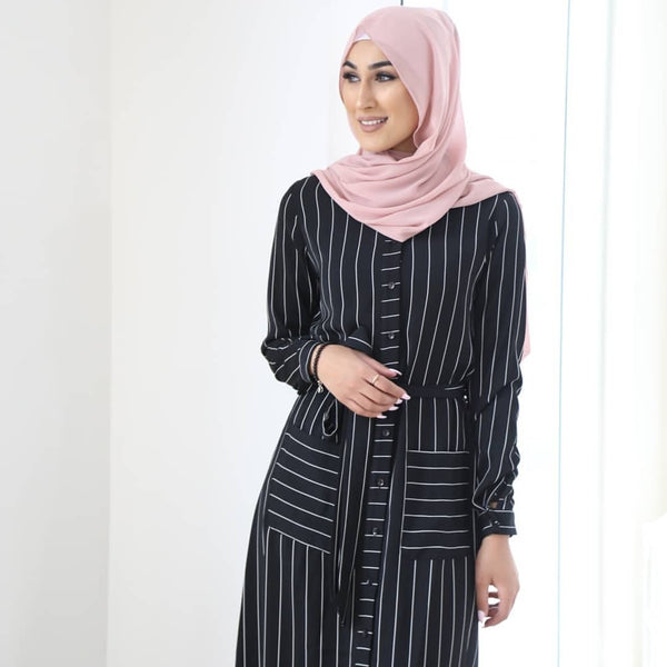 Euramerican minimalist striped dress