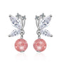 Stud Earrings Women Korean Fashion Sweet Strawberry Crystal Butterfly