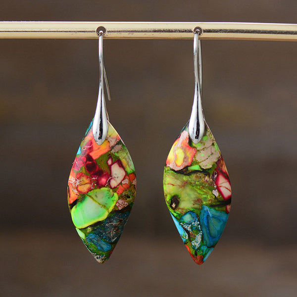 Cross-border New Arrival Bohemian Emperor Stone Leaf Pendant Earrings