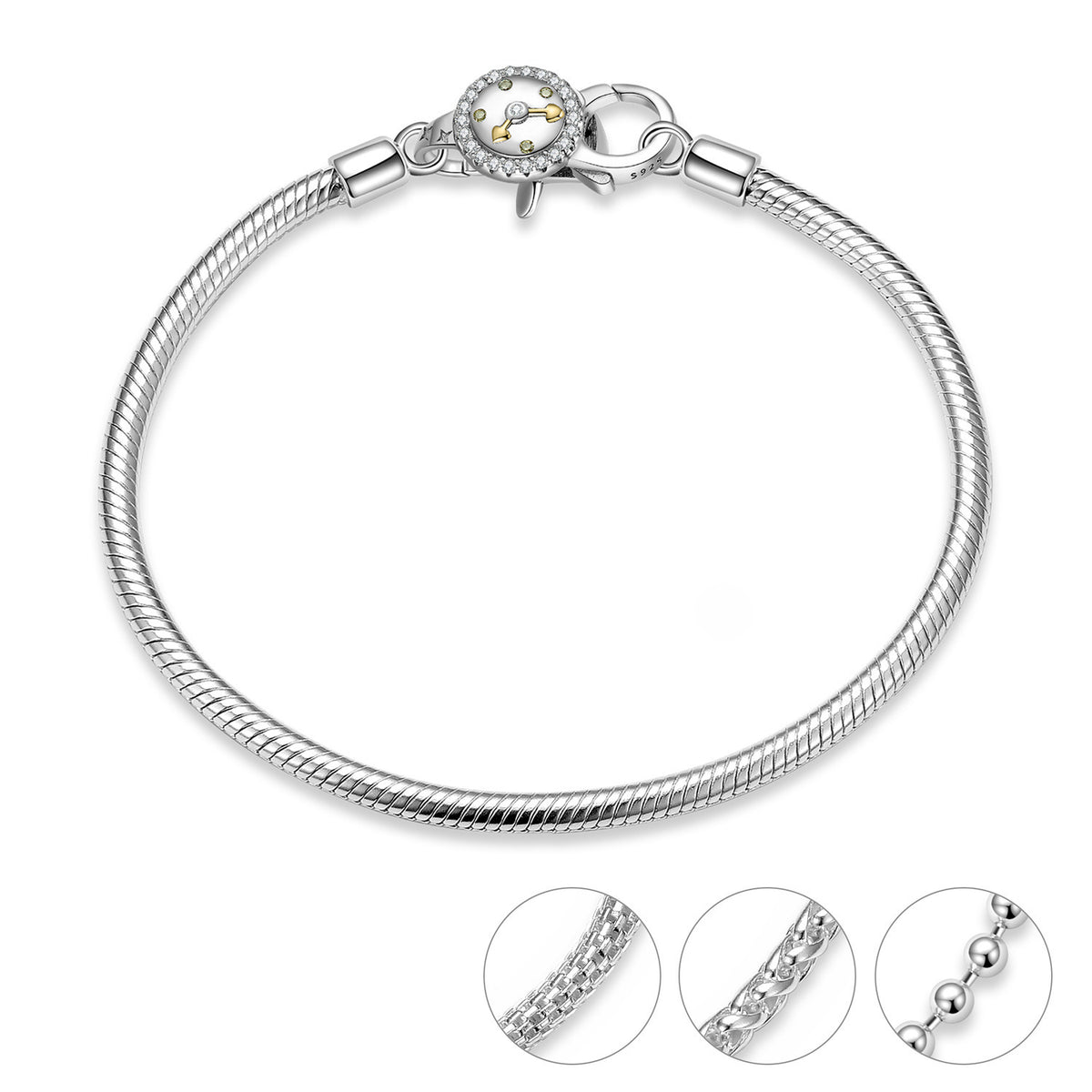 Love Clock Lobster Clasp Gold-plated 925 Sterling Silver Necklace Clasp Bracelet Clasp Diy Accessories Silver Jewelry
